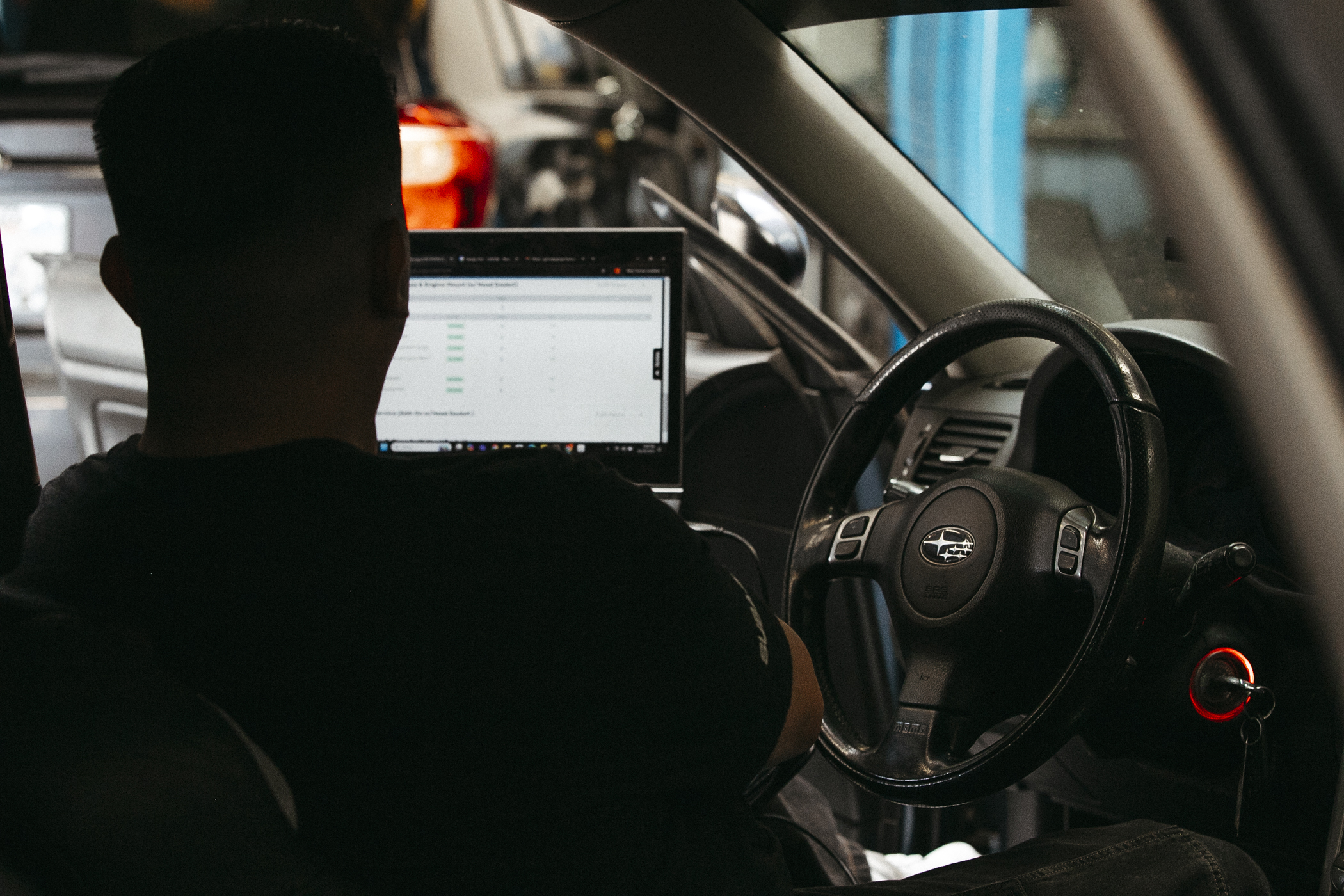 Subaru diagnostics with scan tool checking engine codes for Mountain View Subaru owner